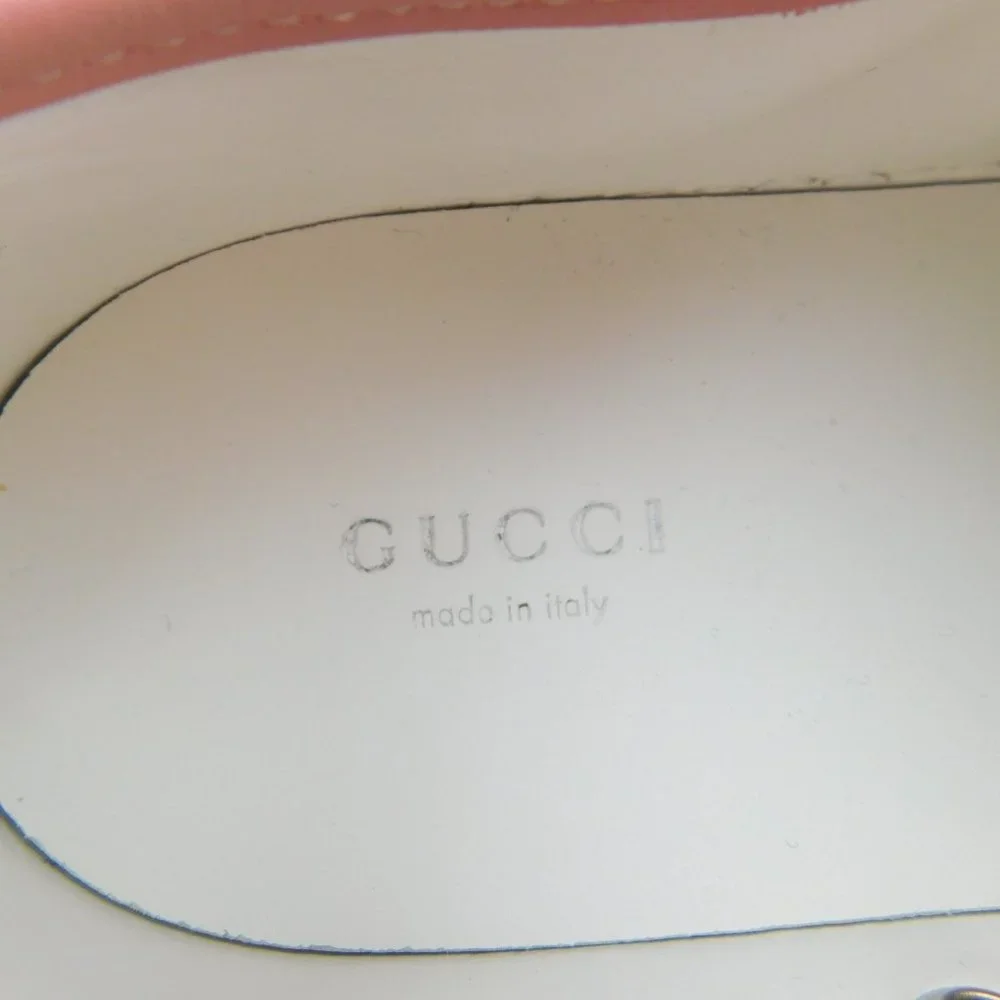 GUCCI Pastel Pink Leather Cap Toe GG Logo Monogram Canvas Lace-up Sneakers 39
